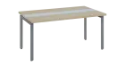 DOUBLE 160 pracovní stůl, kovová podnož stříbrná, deska 36 mm, široký 1600 mm, bříza světlá, vložená
